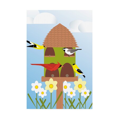 Trademark Fine Art Marie Sansone 'Bird Feeder' Canvas Art, 22x32 ALI44600-C2232GG